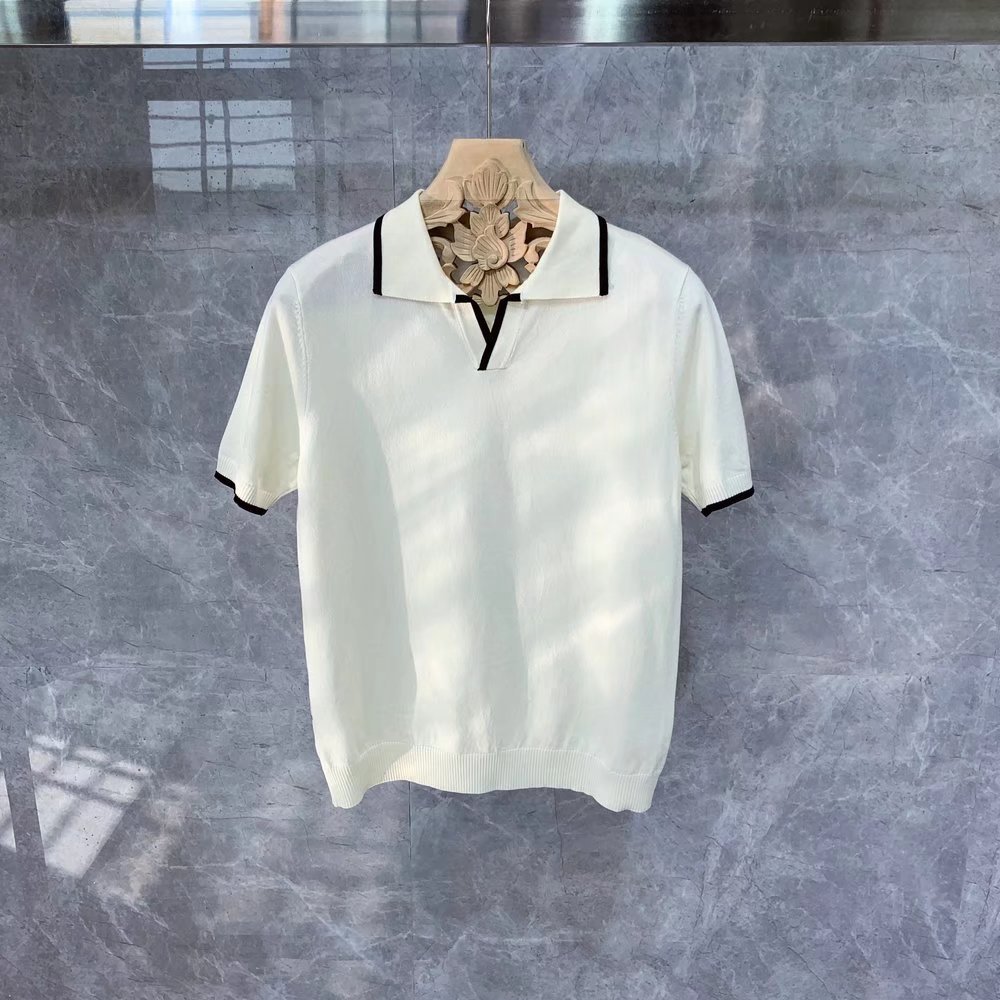 Camisa de polo de solapa casual de los hombres de negocios todo partido slim fit micro elástico camiseta verano transpirable moda punto no planchado manga corta