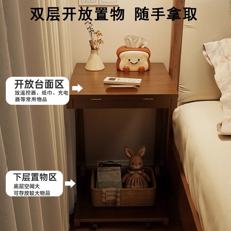 Mesa de té personalizada, mesa de computadora, escritorio simple, estante de almacenamiento de dormitorio, mesa de almacenamiento multifuncional, meseta de cabezal de cama móvil