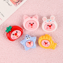 树脂海狸卡通头绳发卡手机壳冰箱贴水杯洞洞鞋奶油胶DIY树脂配件