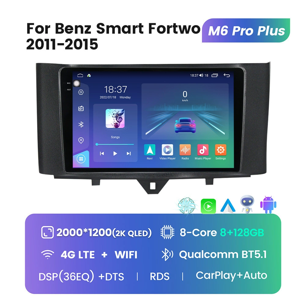 Suitable for Mercedes-Benz Smart FORTWO 11-15 modified Android large screen mid-controllers navigation M6Pro