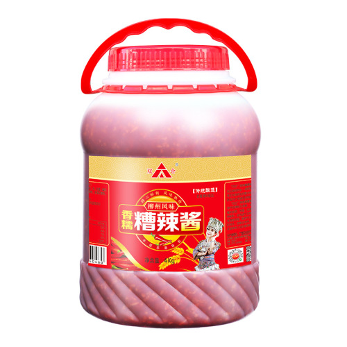 Guangxi Shuanghe Aromatic Glutinous Rice Spicy Sauce 4kg Bucket, Supermarket Cold Dipping Sauce for Mixed Vegetables, Sweet and Spicy Sauce for Soup Dumplings and Rice Noodle Roll
