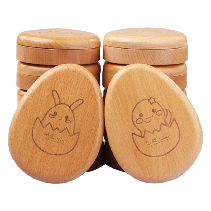 Caja de madera para guardar cabello fetal y dientes de leche, recuerdo creativo de madera con forma de dibujos animados, con forma de huevo del zodiaco para bebés.