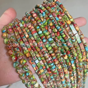 Natural Emperor Stone Abacus Beads, Multicolor Spacers, Round Tube Square Beads, Bracelet Spacer Beads, Semi-finished DIY Jewelry Accessories