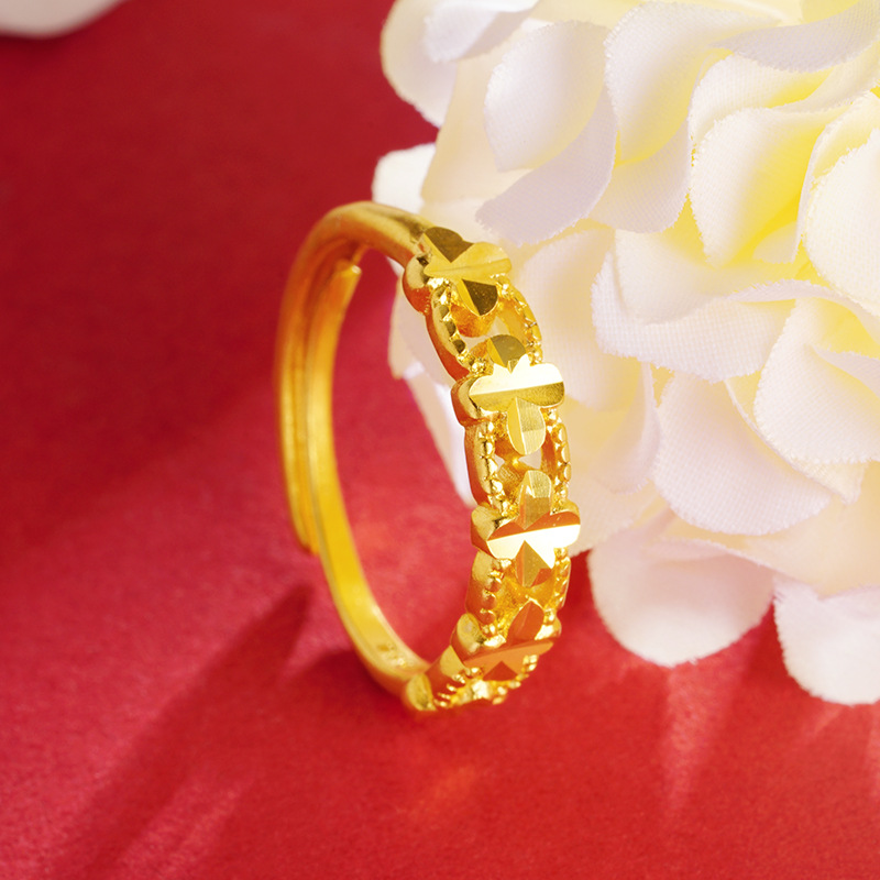 Anillo de oro arena no se desvanece durante mucho tiempo nicho diseño elegante simple moda anillo de las mujeres de acero de titanio de calidad de imitación de la joyería de oro