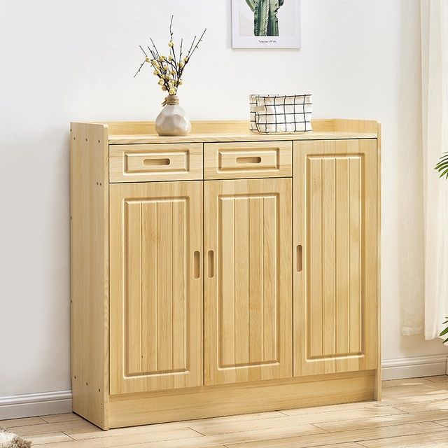 Solid Wood Pine Shoe Cabinet Breathable Multi-Layer Large Capacity Entrance Cabinet Home Entrance Hall with Drawer Storage Cabinet