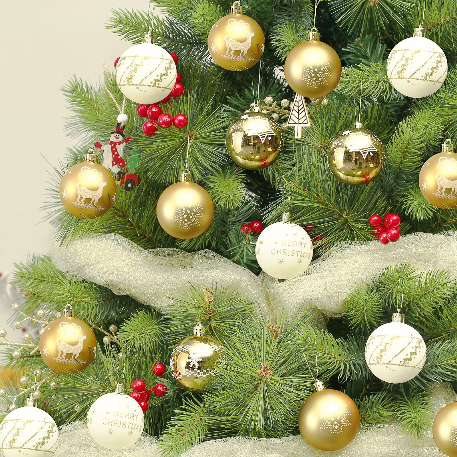 Navidad transfronteriza 6cm 24 cilindros set pintado galvanizado de plástico bola de Navidad árbol de Navidad bola decorativa del centro comercial