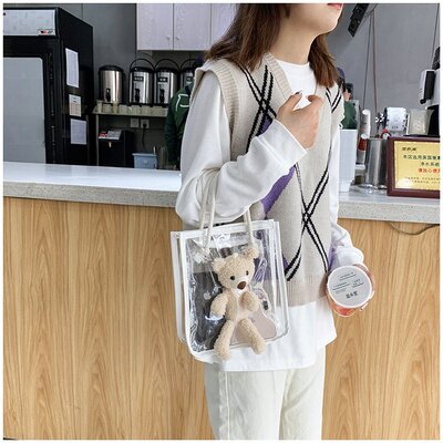 transparent Casual Bags Bag 2021 Spring and summer new pattern fresh Versatile One shoulder Handbag girl Small square package