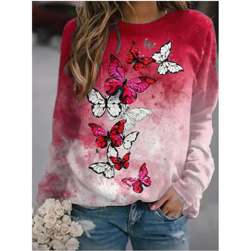 Tendencia suelta cubierta de mariposa versión europea y americana 3D 3D impresión de ropa yama digital guardia comercio exterior de Amazon