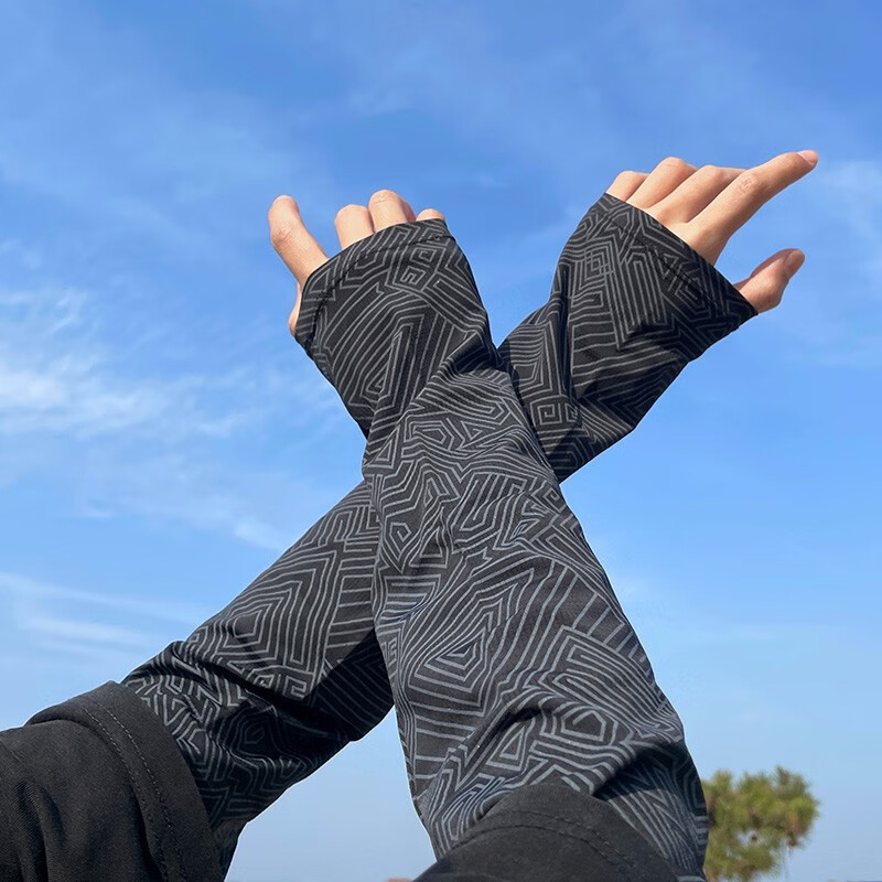 Men's Ice Sleeve Sun Protective Arm Cover for Summer UV Protection Loose Thin Ice Silk Driving Cycling Mask Set for Women
