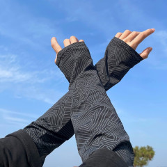 Men's Ice Sleeve Sun Protective Arm Cover for Summer UV Protection Loose Thin Ice Silk Driving Cycling Mask Set for Women
