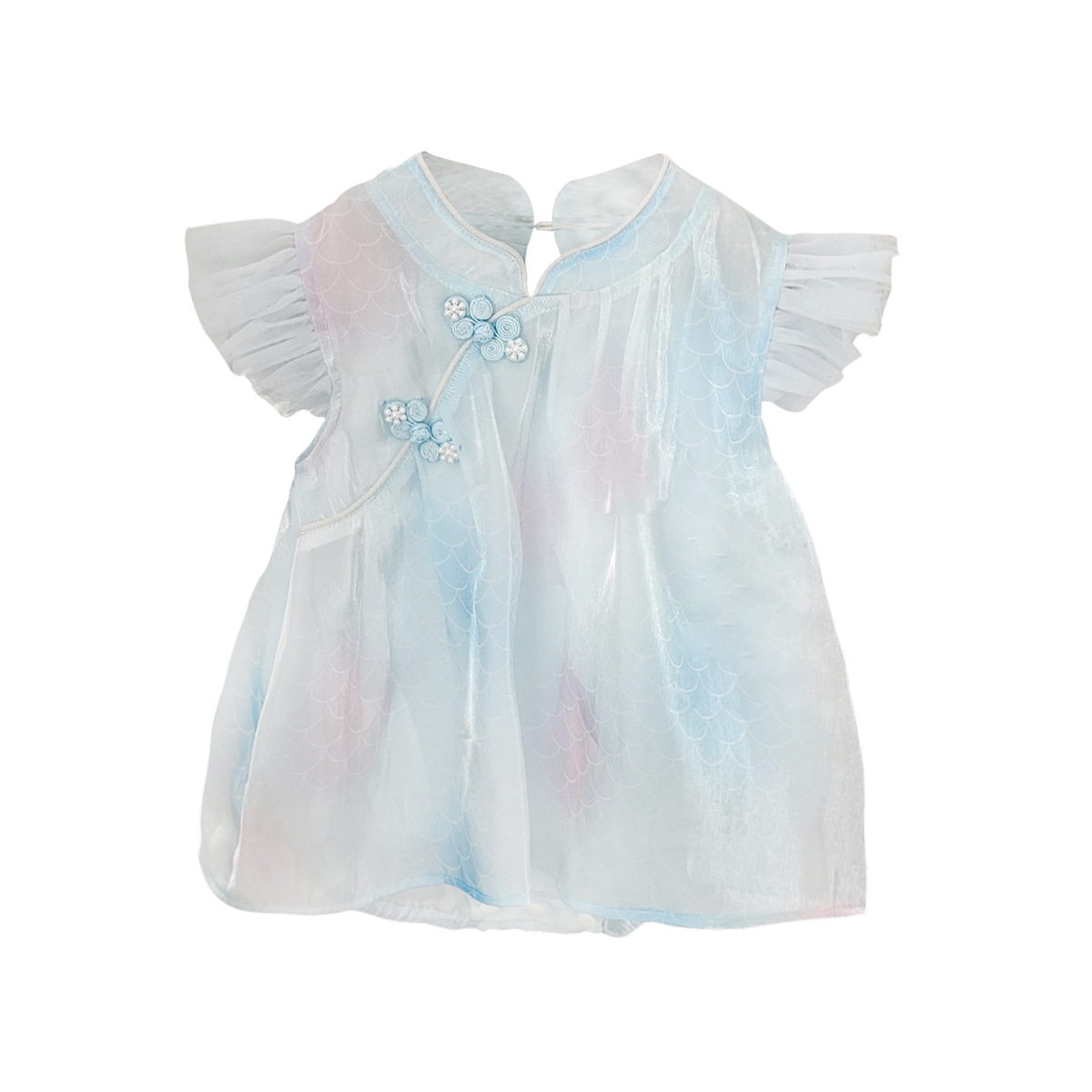 Vestido de niña verano a vestido de princesa de estilo occidental nueva sirena azul Ji bebé nueva falda china 1