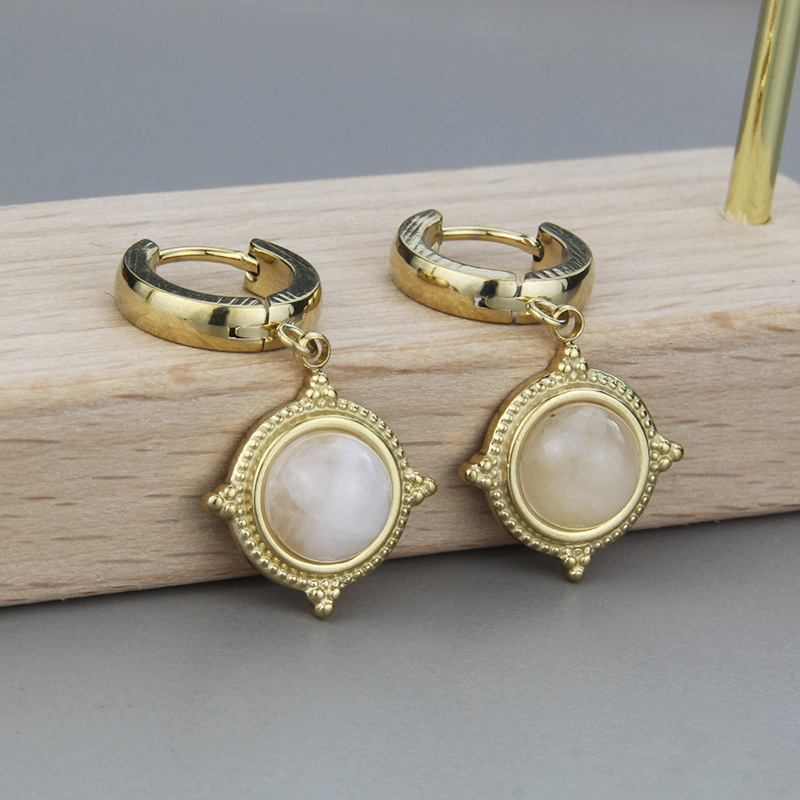 Simple Style Geometric Titanium Steel Pendant Necklace Earrings Artificial Gemstones Stainless Steel