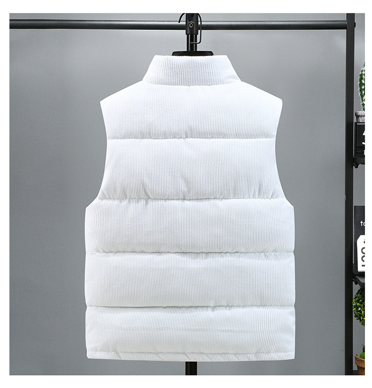 Men's Winter Corduroy Vest Sleeveless Warm Padded Outerwear Black_voghion.com