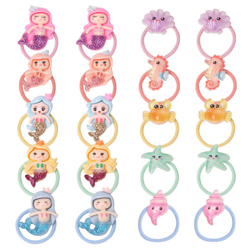 Cute cartoon mermaid rubber band, new baby marine animal hair band, hair band for little girls and children that does not hurt hair