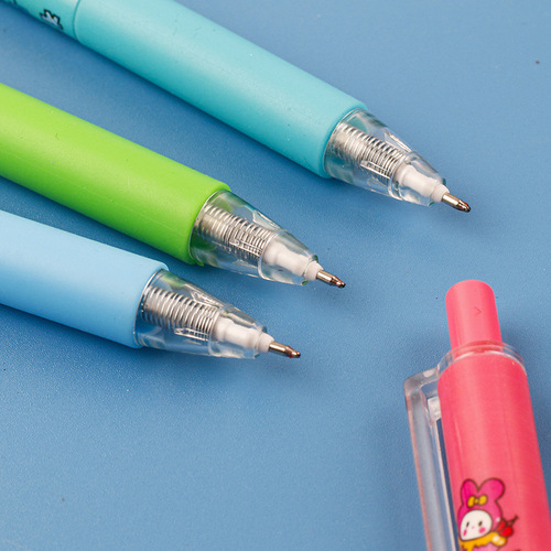 Sanrio Click Ballpoint Pen High-Value Cute Cartoon Student ST Head Carbon Fiber Pen 0.5 Quick-Drying Ink Pen