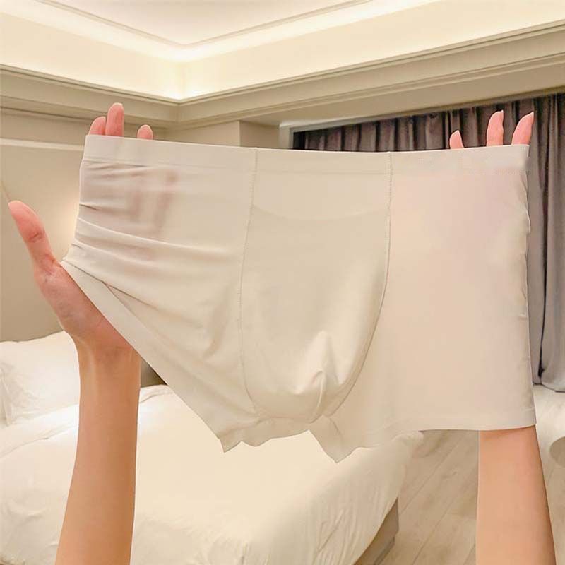 남성용 속옷, 아이스 실크, 남성용 스포츠 복서 반바지, 남성용 바지, 여름 얇은 통기성 흰색 소년 2024