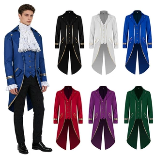 热销漫之馨欧美外贸中世纪复古服装中长金边燕尾服万圣节服饰