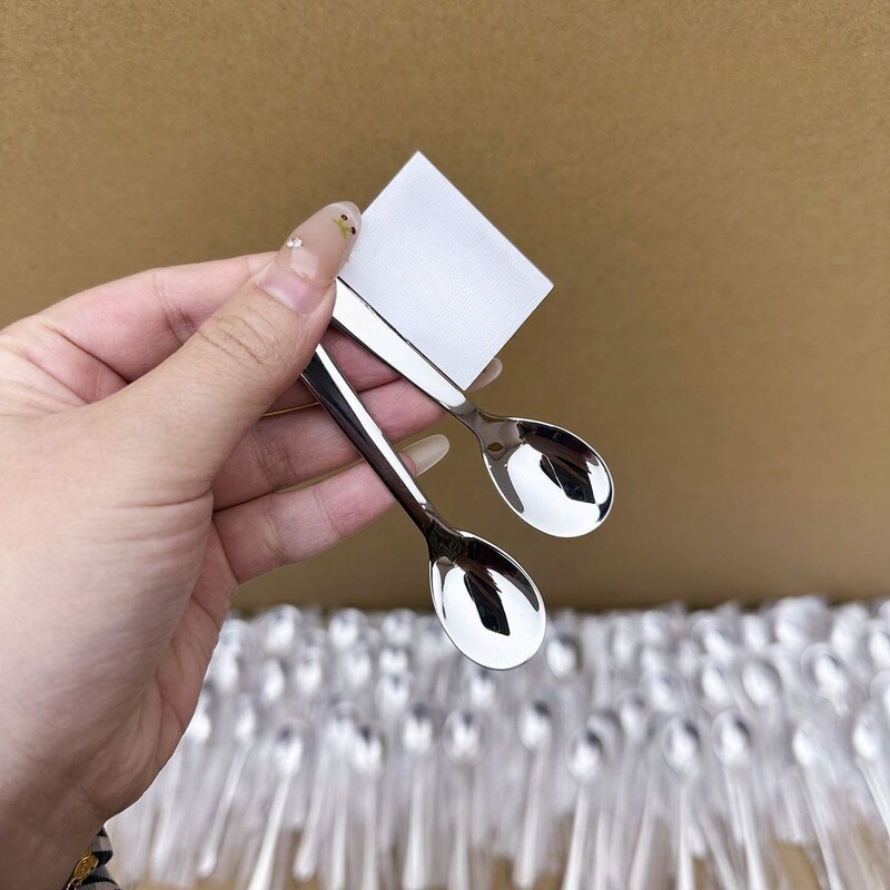 410 Stainless Steel Small Spoon for Home Use, Exquisite Seasoning Spoon, Mini Small Short-Handled Coffee Stirring Spoon, Cake Salt Scoop