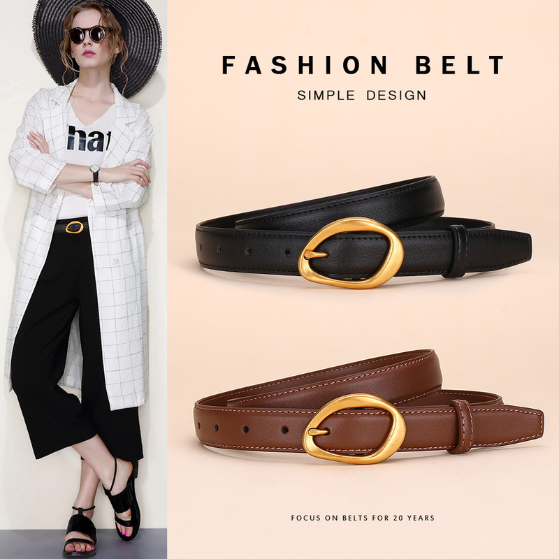 Black Leather Belt for Women, High-End Niche Design, Fashionable Versatile Belt, 2025 New Model, Pin Buckle Belt for Women