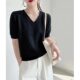 Foreign Trade Export Ice Silk Knitted Shirt Short Sleeve Collar Shirt Women's Summer Top Women's Puff Sleeve Hollow Shirt