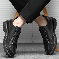 春夏季皮鞋男百搭男鞋休閒鞋防水廚師鞋黑色工作鞋韓版馬丁鞋子男