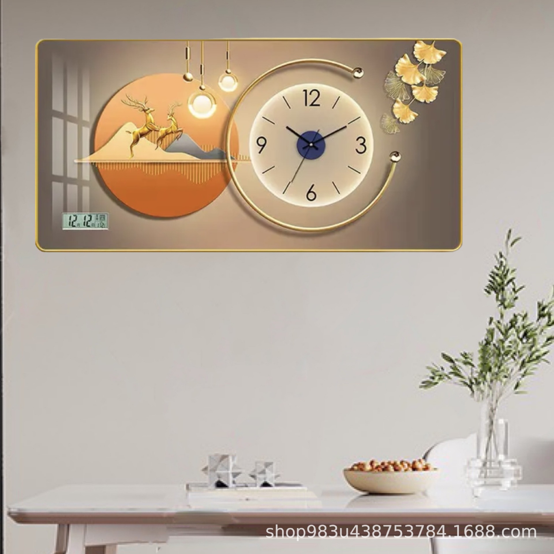 Reloj de pared decorativo moderno minimalista y silencioso – pintura para sala de estar.