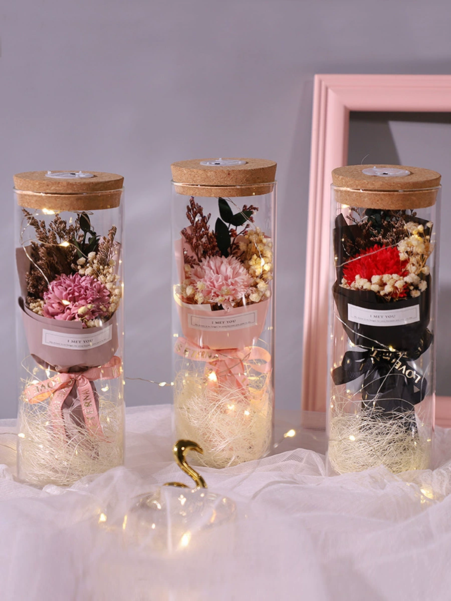 Full Tiantian Dry Flower Bouquet Glass Flower Fireflower Day Gift Female Teacher Send Girlfriend Eternal Flower Rose