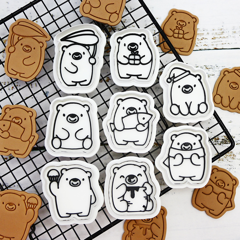 Molde de galletas de oso animal para hornear de fiesta Molde de horneado de bricolaje 3D molde de corte de galletas de glaseado de prensa tridimensional