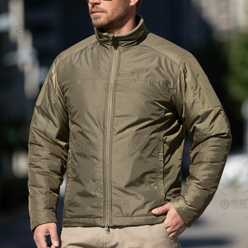 Angken Outdoor Lig Tactical Warm Cotton Jacket for Men, Winter Cold-Resistant Thickened Windproof Stand Collar Zipper Coat, Wear-Resistant