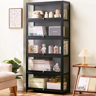 Bookshelf Bookcase Storage Rack with Cabinet Door Storage Cabinet Integrated Patch Cabinet Display Cabinet Floor-Standing Multi-Layer Living Room Storage Cabinet