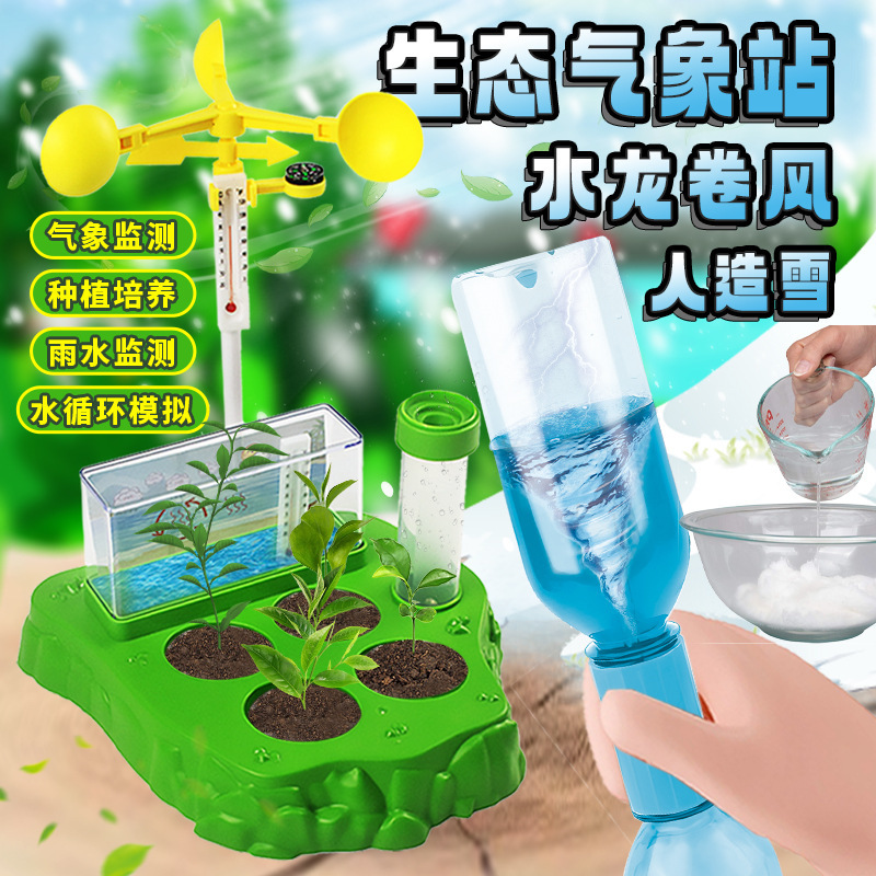 Niños DIY ciencia física 14 en 1 juguetes experimentales químicos plantas transfronterizas ecológicas estación meteorológica observador juguetes