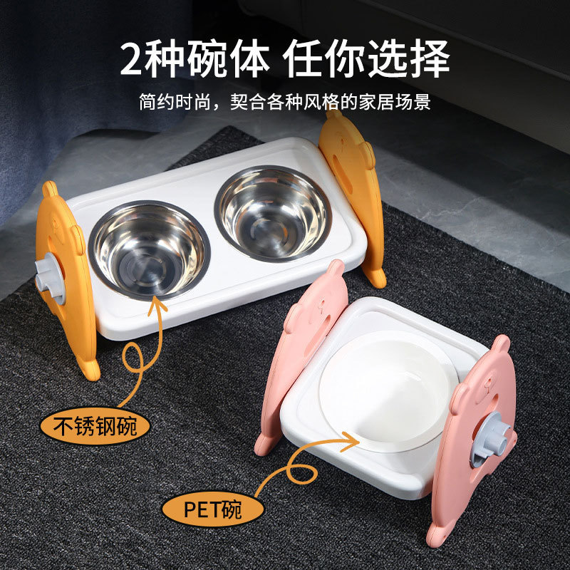 고양이 그릇 더블 그릇 개 식품 분지 스테인레스 스틸 안티 팁 고양이 쌀 분지 마시는 물 공급 그릇 슬랜트 입 애완 동물 용품 # #