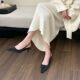 French Style White Pointed Trip Toe Sandals Women's Spring and Summer Shallow Mouth Single-layer Shoes Thin Mid-heel High-heeled Shoes Women's High-end Feeling