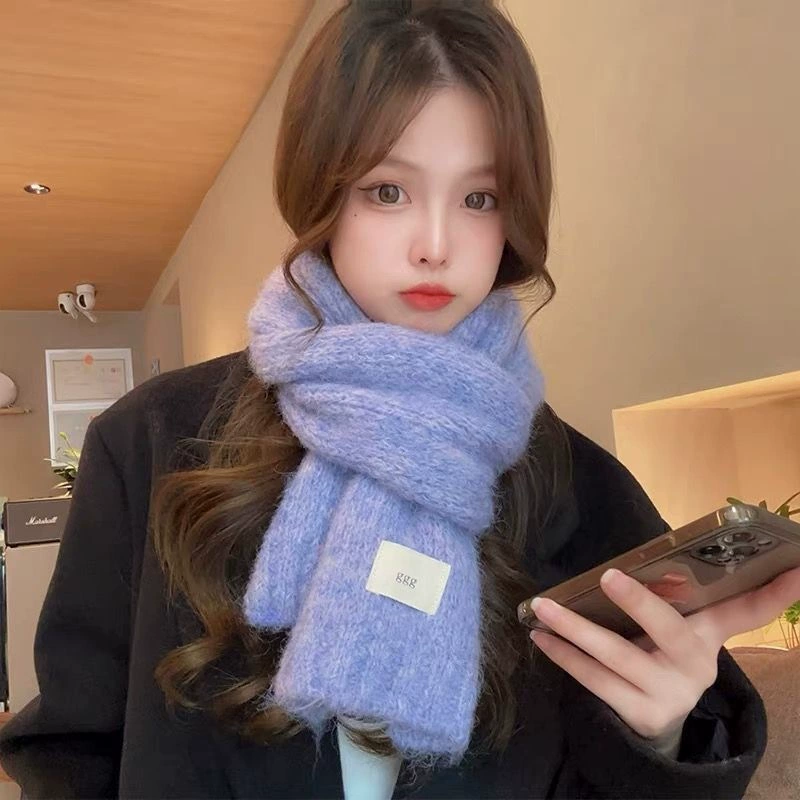 Demi-season keep warm universal cute knitted scarf, high-quality style, Korean style