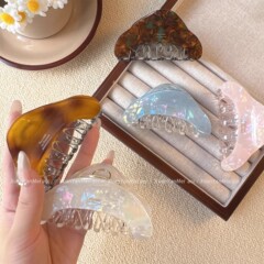 早秋复古拼色仿醋酸抓夹女气质百搭后脑勺盘发夹高级感鲨鱼夹头饰