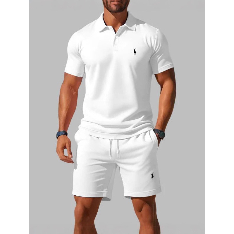 Foreign Trade Cross-Border 2026 Hot-Selling 3D Digital Printing Men's Casual Loose Short-Sleeved Shirt and Shorts Polo Set