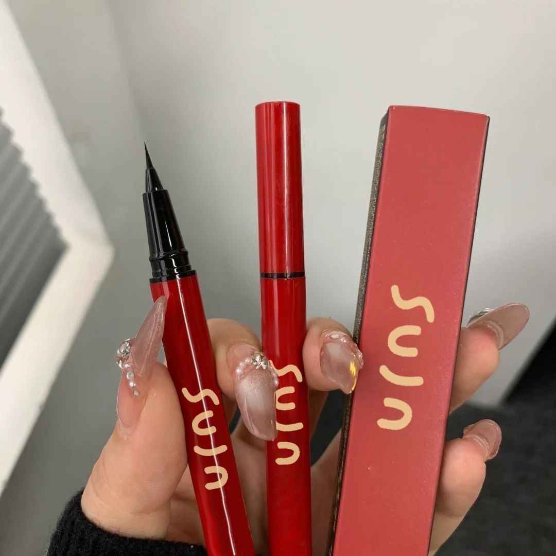 Sujn Ultra-Fine Red Tube Liquid Eyeliner Pen, Non-Smudging, Waterproof, Smooth, Quick-Drying Eyeliner Pen for Beginners, Makeup