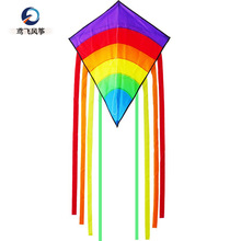 亚马逊新款潍坊外贸出口加工彩虹条拼接涤纶菱形钻石风筝出口品质