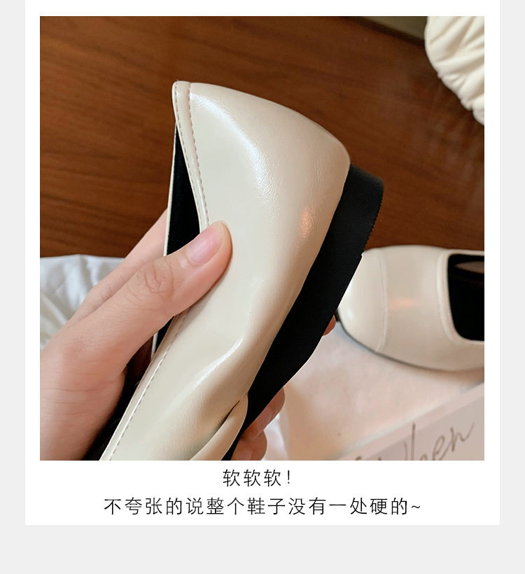 Giày Mary Jane nữ mũi vuông miệng nông, đế mềm gót 3–6 cm — Bạc (kiểu đế bệt), Bạc (tăng bên trong), Màu trắng (kiểu đế bằng), Màu trắng (tăng bên trong) chi tiết 21