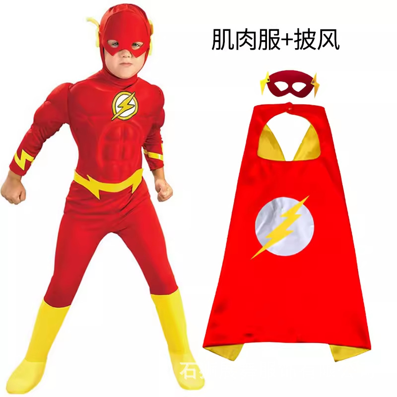 Kids Superhero Muscle Costume Flash Costume Boys Anime Character Cosplay Costume