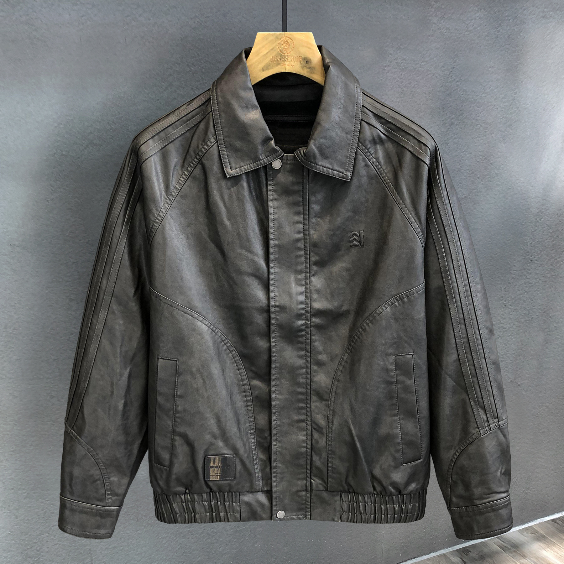 澳洲进口高级感复古痞帅PU皮夹克男士春秋季美式机车皮衣外套男装