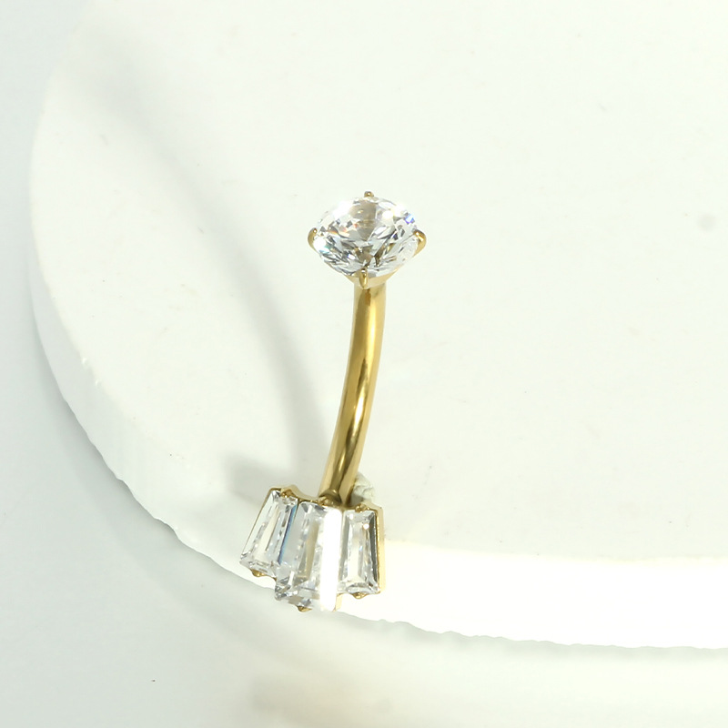 G23 Titanium Navel Ring Double-Headed Claw Inlaid Zircon Belly Button Ring F136 Piercing Jewelry detail image 9