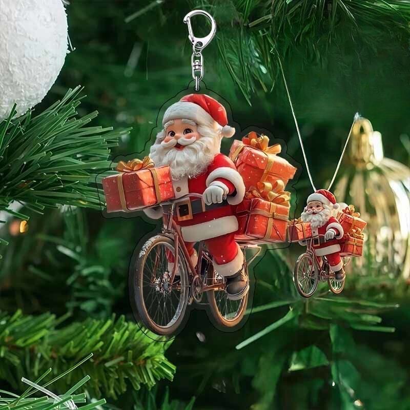 Cross-border Christmas acrylic keychain, Santa Claus pendant for cyclists, Christmas tree decoration, small gift for Christmas Eve Cross-border Christmas acrylic keychain, Santa Claus pendant for cyclists, Christmas tree decoration, small gift for Christmas Eve