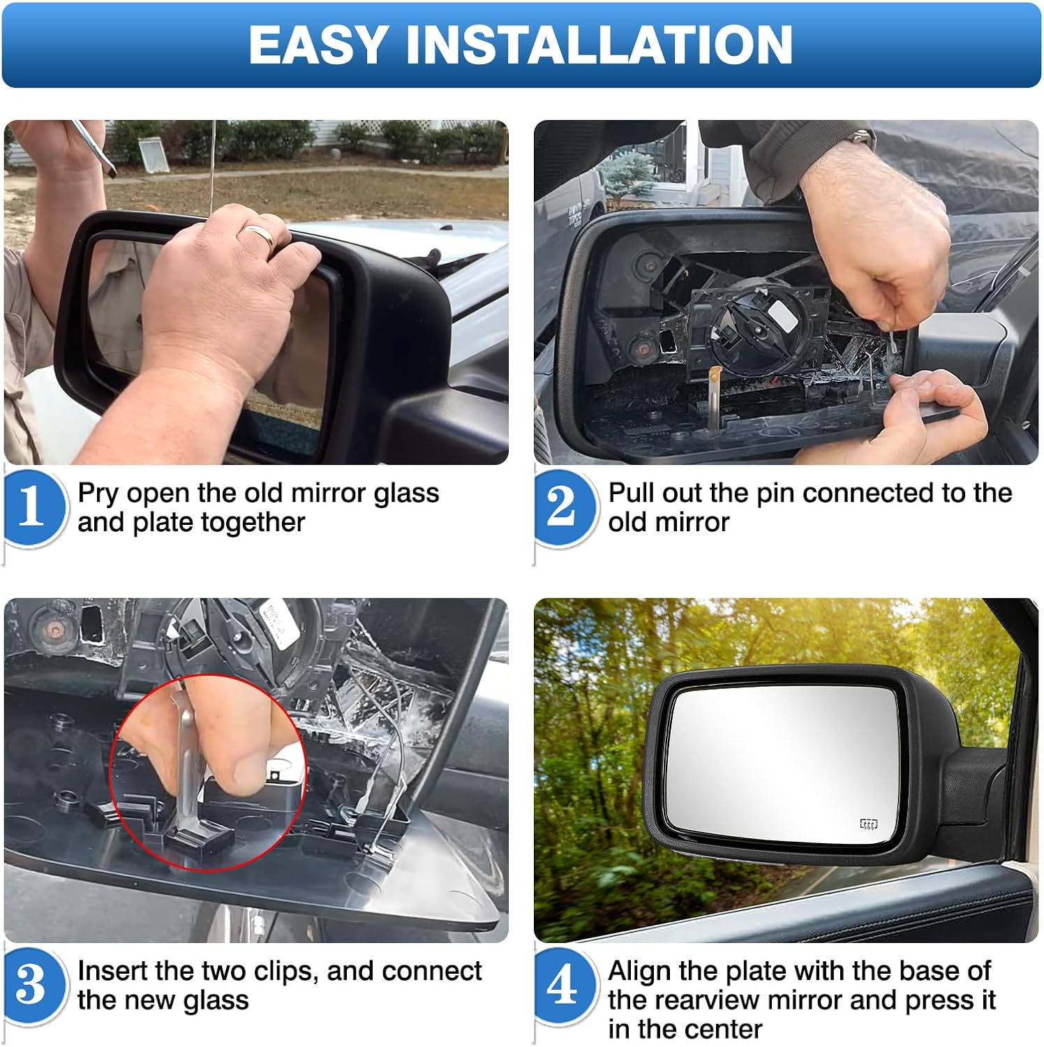 68050298Aa 68050299Aa Is Suitable for 09-18 Dodge Ram1500/2500 Heated Rearview Mirror Lenses