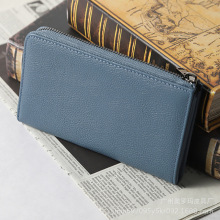 跨境时尚简约款男士真皮钱包大容量超轻薄口袋钱夹多卡位定制卡包