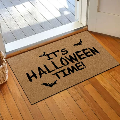 Avtomobil döşəmə paspasları – doormat, easy-to-clean entryway mat - imitation-coconut-fiber-uv-print-halloween-time-4060cmimitation-coconut-fiber-rubber-base