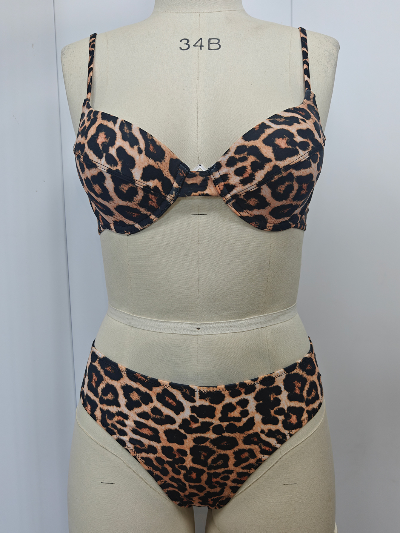 Damen Bikini Set Mit Leopardenmuster Gepolstert Bügellos Bademode_voghion.com