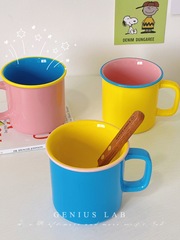 5YA1 Wholesale Instagram-style Cute Color-blocked Ceramic Mugs High-end Aesthetic Children's Water Bottles Household Drinking Coffee Cups