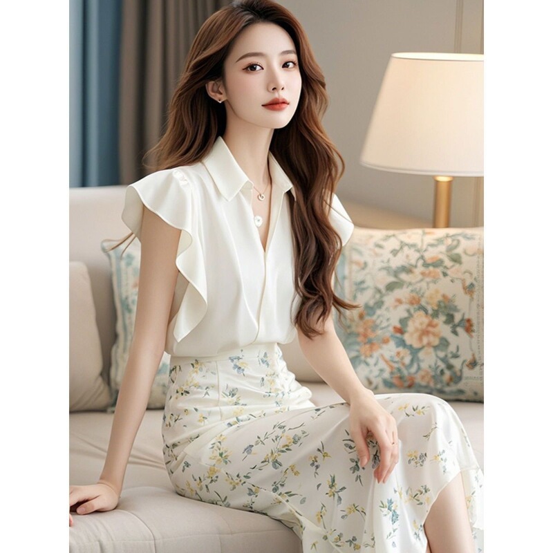 Ruffled Sleeveless Shirt for Women, New Design with a Turn-Down Collar, Stylish and Slimming Blouse, Versatile Slimming Top