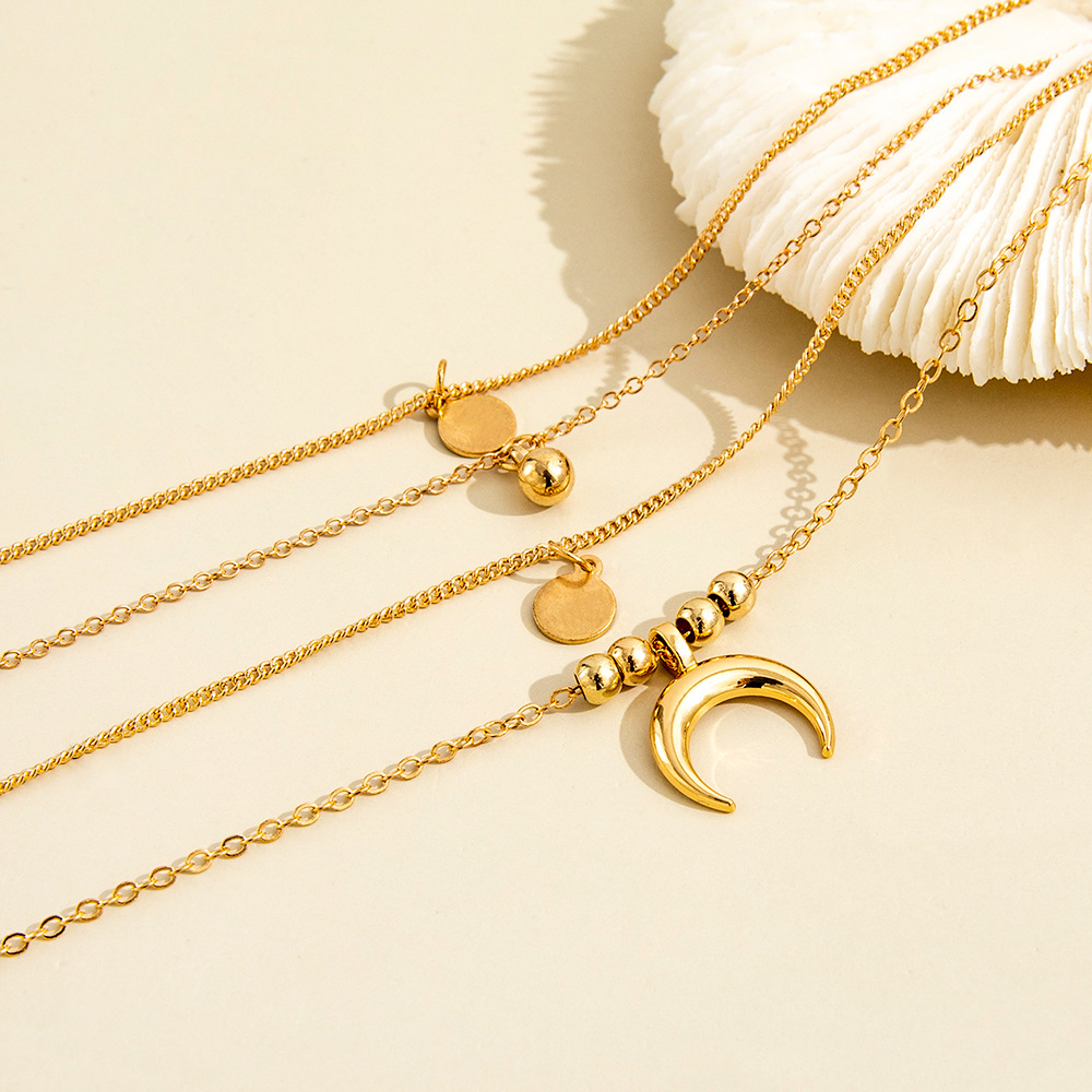 Europe and America Cross Border New Simple Graceful Bell Moon Wafer Pendant Personalized Anklet Foot